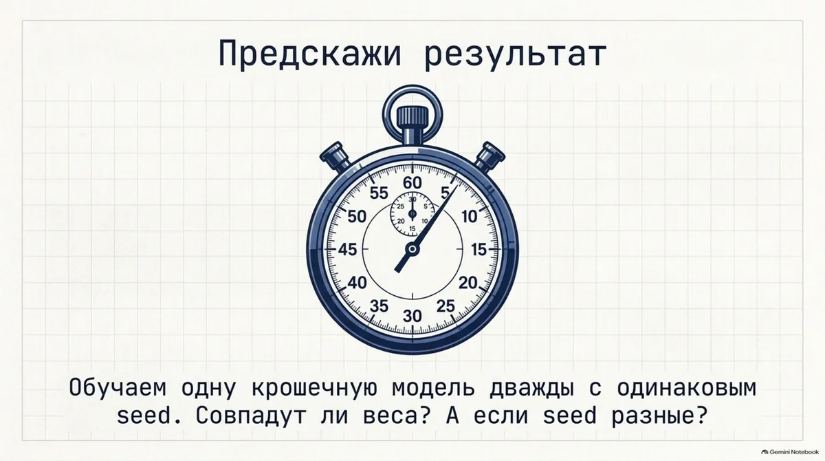 Предскажи результат: два запуска с одним зерном — совпадут ли веса?